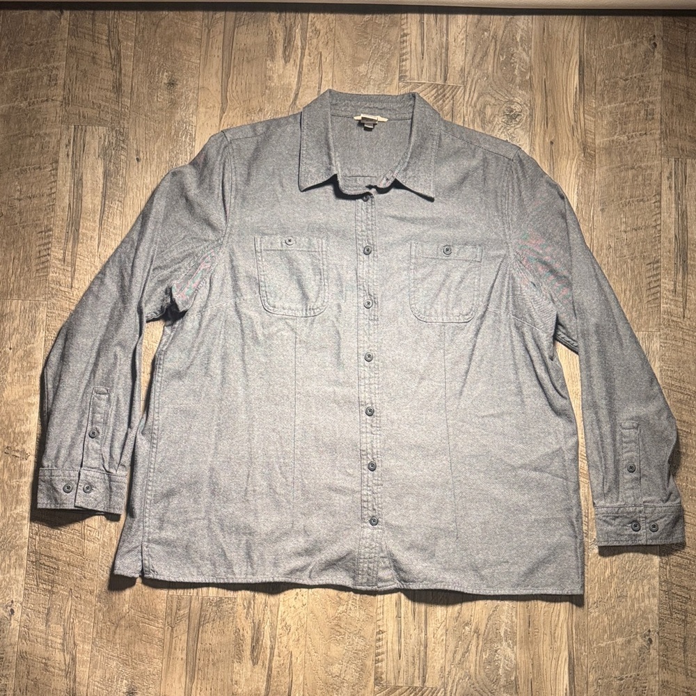 Duluth Trading Co Men's Casual Gray Button-Down Shirt - Size XXL